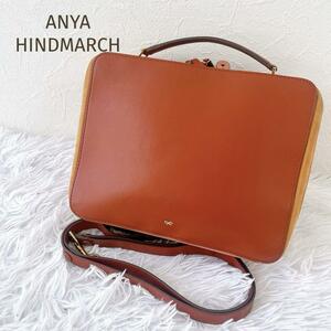 ☆ANYA HINDMARCH☆アニヤハインドマーチ　ダブルクロスボディバッグ 　ショルダーハンドバッグ グラデーションカラー　オレンジ系