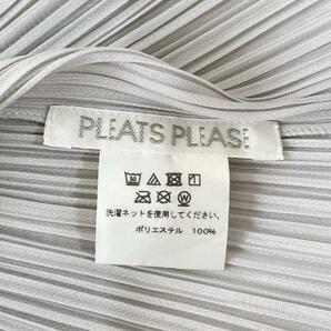 極美品☆PLEATS PLEASE☆プリーツプリーズ Uネック半袖ブラウス 淡いグレー サイズ4の画像7