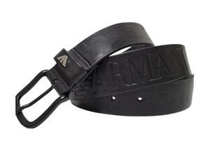 新品本物ARMANI Eアルマーニ ブランドロゴを大胆に配したカーフレザーベルト BELT 目立ちにくい腰元だからこそベルトは強印象な位が良い