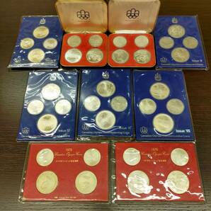 #10415 【貴重銀貨】 カナダ モントリオールオリンピック 記念銀貨 1976年 10ドル 5ドル 2枚組セット プルーフ 通貨 銀貨 3種類9セット の画像1