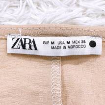 【20660】 ZARA ザラ レディース トップス ブラウス 五分袖 ジュエルネック バルーンスリーブ ギャザー ウエストゴム ベージュ シンプル M_画像3