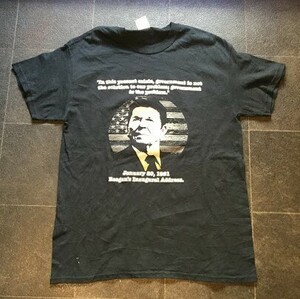 ★レーガン大統領　1981s 就任演説　PRESIDENT REAGAN　黒Tシャツ　M