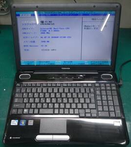 東芝 dynabook EX/46MBLK PAEX46MLFBL CeleronDualCore T3300 2Ghz RAM2GB DVD 15.6インチ BIOS表示OK！ 再生用・部品用・修理練習用に！