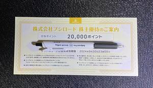 ブシロード 株主優待　20000ポイント分 　番号通知のみ 有効期限2024年9月30日