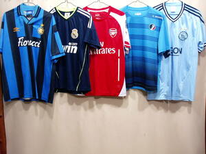 M46910【umblo/REALMADRID adidas/Arsenal PUMA】 他 サッカー ゲームシャツ 5枚セット USED