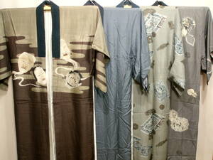 M47206[ cloth taking . for remake for have on for silk ] put on .. man long kimono-like garment 4 pieces set 