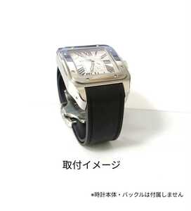 23mm 腕時計 シリコン ラバーベルト ブラック 黒 【対応】カルティエ サントス100 Cartier