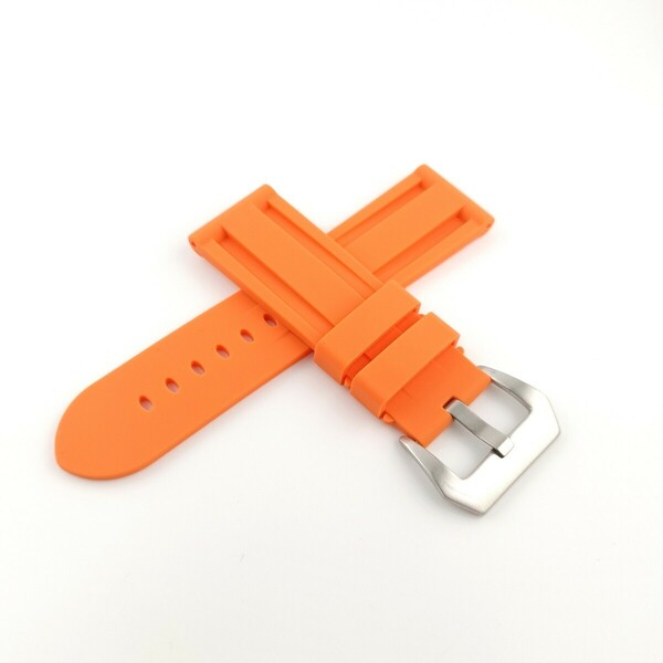26mm パイプチューブ付属　腕時計 メンズ用 シリコン ラバーベルト オレンジ 【対応】 パネライ PANERAI