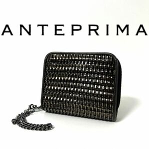 アンテプリマ ANTEPRIMA ラウンド テライオ 二つ折財布 キラキラ 新品 ブラック ラウンドファスナー 黒
