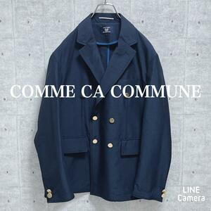 【美品】COMME CA COMMUNE/コムサコミューン ネイビーブレザー ダブル ゴールドボタン テーラードジャケット センターベンツ 春夏 軽量