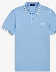  new goods men's polo-shirt FRED Fred Perry short sleeves T-shirt double line light blue S