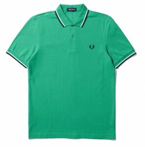 新品メンズポロシャツFREDフレッドペリー半袖Tシャツダブルライン緑L