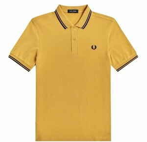 新品メンズポロシャツFREDフレッドペリー半袖Tシャツダブルライン黄色L