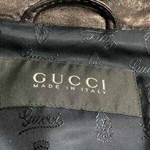 美品 グッチ【最高峰】 GUCCI レザージャケット ブルゾン アウター ライダース バイカー カウレザー 総柄 ロゴ メンズ サイズ46（M位）の画像8