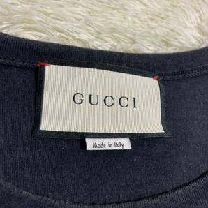 美品 グッチ【希少デザイン】 GUCCI Tシャツ 半袖 カットソー トップス ビックロゴ シェリー インターロッキング メンズ ブラック サイズMの画像5