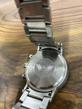 不動品　QZ エンポリオアルマーニ AR-2448 デイト クロノグラフ 青文字盤 3GTT メンズ腕時計 OKZ _画像3