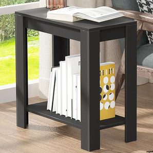 サイドテーブル ソファ 収納棚付き 木製ナイトテーブル 幅60cm スリム シンプル 寝室 リビング 頑丈 エンドテーブル
