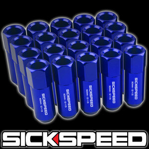 SICKSPEED ブルー P1.5 60mm 20本 ロングナット 貫通 JDM USDM シックスピード スタンス ロックナット レクサス トヨタ ホンダ 青