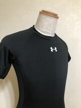 【美品】 UNDER ARMOUR UA HG COMPRESSION アンダーアーマー ヒートギア コンプレッション トップス サイズMD 半袖 ブラック MCM8495 黒_画像9