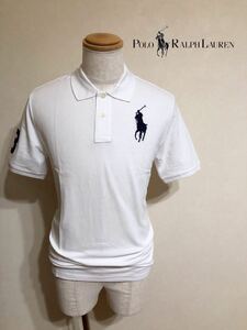 【良品】 Polo Ralph Lauren ポロ ラルフローレン ビッグポニー クラシックフィット 鹿の子 ポロシャツ トップス サイズ XL(18-20) 半袖 白