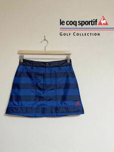 【美品】 le coq sportif golf ルコック ゴルフ ウェア レディース 中わた スカート サイズ7 ウエスト60-62cm ネイビー ブルー ボーダー柄