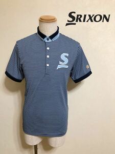 【美品】 SRIXON GOLF スリクソン ゴルフ ビッグロゴ ボーダー ドライポロシャツ ウェア トップス 半袖 サイズM NI-SXP1150 モリリン