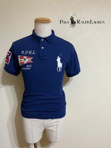 【良品】 Polo Ralph Lauren ポロ ラルフローレン ビッグポニー 鹿の子 ポロシャツ トップス サイズM 半袖 ネイビー 175/96A