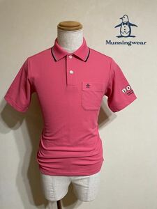【美品】 Munsingwear golf マンシングウェア ゴルフ ドライ 鹿の子 ポロシャツ トップス サイズM 半袖 ピンク VG1500デサント製