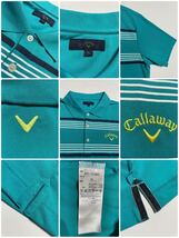 【美品】 callaway golf キャロウェイ ゴルフ ウェア 鹿の子 ポロシャツ ボーダー トップス サイズ3L 半袖 エメグリ 241-151685_画像5