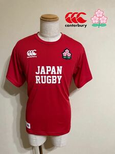 【美品】 CANTERBURY カンタベリー ラグビー 日本代表 ドライ Tシャツ トップス サイズL 半袖 赤 VCC39117