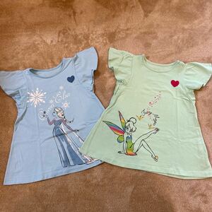  thousand .. bell mezzo n. short sleeves T-shirt 2 pieces set 120 size L sa Tinkerbell Disney Princess going to school .! name . for badge attaching 