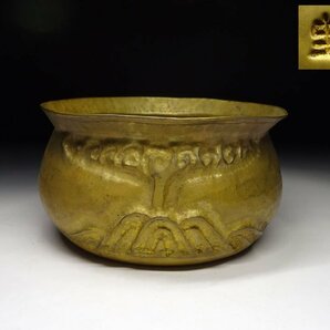 緑屋f■ 中国古玩 銅製 建水 唐物 時代物 i9/3-6912/29-7#60の画像1