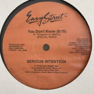 Serious Intention - You Don't Know (Special Remix) 12 INCH