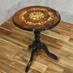 PB4CK99a イタリア製 象嵌細工 サイドテーブル 猫脚 アンティーク調 インレイ コーヒーテーブル 飾り台 花台 クラシック リビングテーブルの画像1