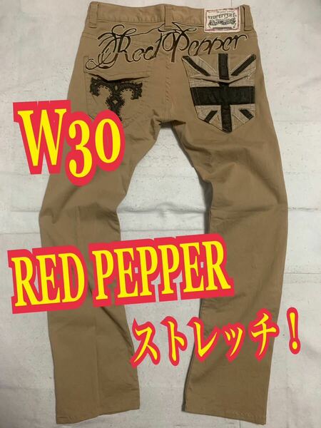 RED PEPPERレッドペッパー　チノパン　ストレッチ　刺繍デカロゴ　W30