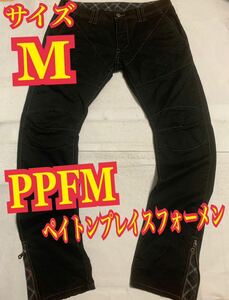 PPFM ペイトンプレイスフォーメン ダメージ加工パンツ　バイカー　濃紺　チェック　Mサイズ