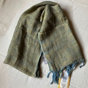 新品 タグ付き hand woven 手織り ストール マフラー コットン100% フリンジ ショール 大判 スカーフ 綿