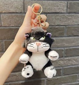  Disney rusi fur soft toy key holder black * USED