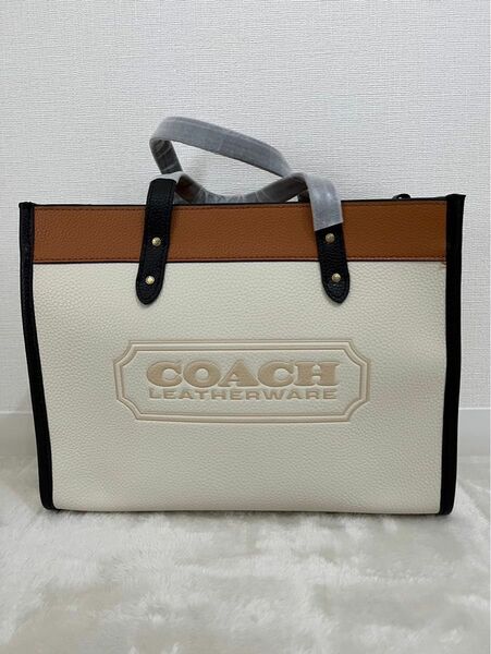 COACH C0777トートバッグ ショルダーバッグ ホワイト ブラウン レディース コーチ 