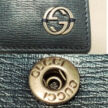 未使用・保管品 GUCCI グッチ レザー インターロッキング コンチネンタル 2つ折り長財布 GGプレート _画像8