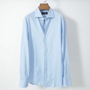 【美品】 鎌倉シャツ KAMAKURA SHIRTS 3-YL177 Easy Core Knit 高級 コットン 長袖 シャツ Yシャツ ストレッチ素材 ブルー XL メンズ