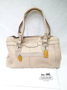 【中古】COACH コーチ レザー トート バッグ ベージュ ／ レディース 婦人【7018】