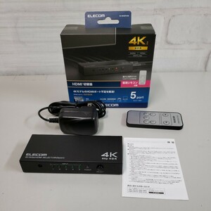 604y1916★エレコム HDMI切替器 4K 60Hz(18Gbps) 5入力1出力 HDCP2.2対応 手動切替 AC電源付き ブラック DH-SW4KP51BK