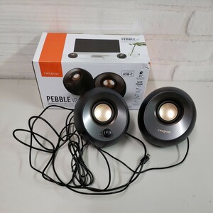 604y2414★Creative Pebble V2 USB Type-C給電採用アクティブ スピーカー 8W RMS ピーク出力16W パワフル出力 SP-PBLV2-BK