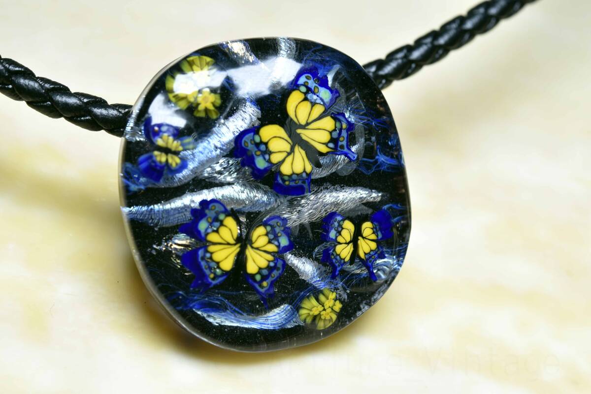 Glass pendant top Pendant top Color butterfly y2196-467, Handmade, Accessories (for women), necklace, pendant, choker