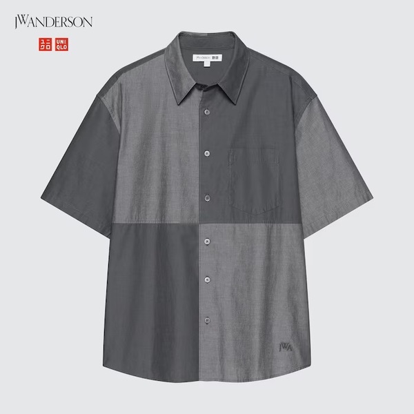 大人気！ユニクロ × JWA シャンブレーオーバーサイズシャツ（半袖）グレー(07) Ｍ
