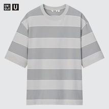 新品 大人気！ユニクロＵ ボーダーＴシャツ（半袖）グレー(06) Ｍ_画像1