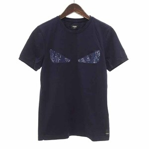 FENDI ロボットフェイス ラインストーン Tシャツ ネイビー メンズ44