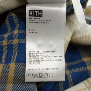 KITH Ludlow Button Down チェック 長袖 シャツ ブルー/ベージュ メンズMの画像4