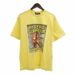 HYSTERIC GLAMOUR 22SS SPECIAL TIME プリント 半袖 クルーネック Tシャツ イエロー メンズL